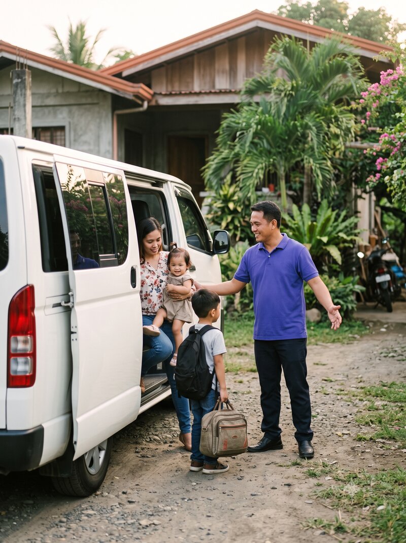 Driver welcoming passengers